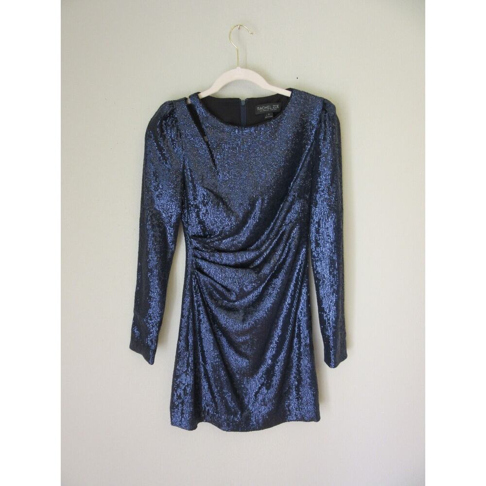 Rachel Zoe Blue Sapphire Size 2 Sequins Lined Short Evening Dress